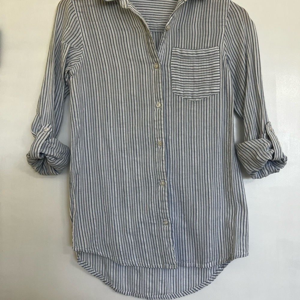 Blue and White Striped Top